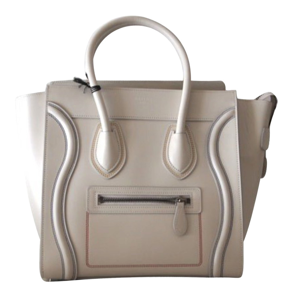 Céline Luggage Micro in Pelle in Bianco