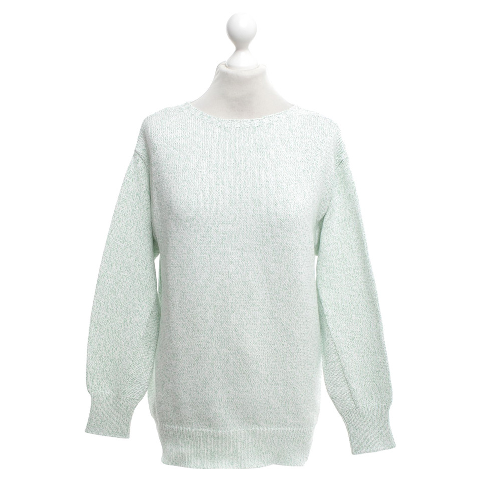 Closed Knitted sweater in green / white
