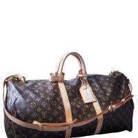 Louis Vuitton Keepall 55 in Tela in Marrone