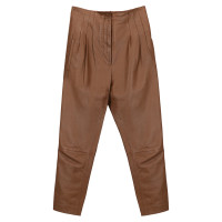 Alberta Ferretti Paire de Pantalon en Cuir en Marron