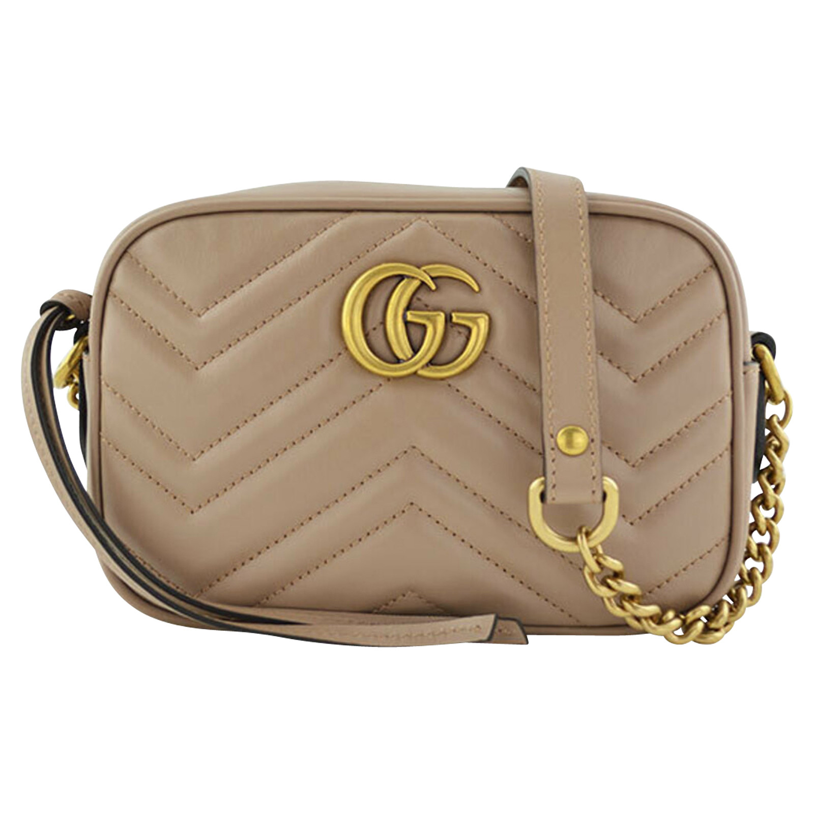Marmont Camera Bag Leather in Nude - Second Hand Gucci Marmont Camera Bag Leather in Nude used for (4963345)