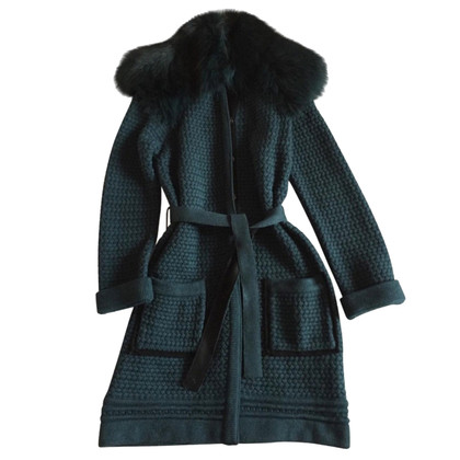 Roberto Cavalli Emerald coat with fox 42 IT