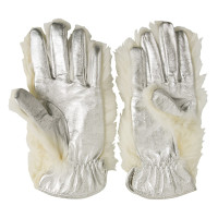 Dolce & Gabbana White Fur and Silver Leather Gloves