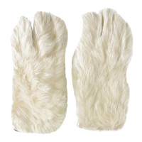 Dolce & Gabbana White Fur and Silver Leather Gloves