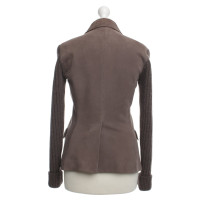 Hermès Leather jacket with knitted sleeves