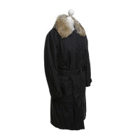 Prada cappotto nero con vera pelliccia