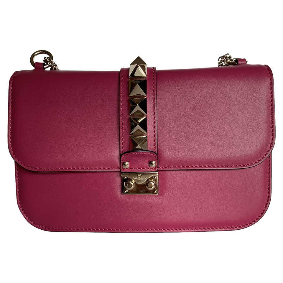 Valentino Garavani Lock Leer in Fuchsia