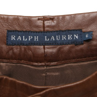 Ralph Lauren Paire de Pantalon en Cuir en Marron