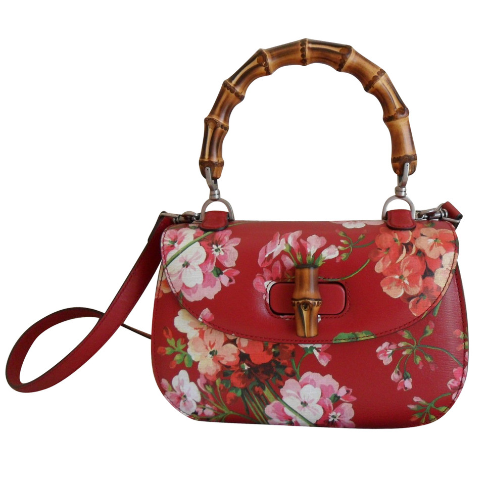 Gucci Bamboo Bag Leer in Rood