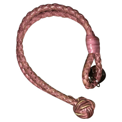 Bottega Veneta Knot Intrecciato Leather Bracelet Leather in Pink