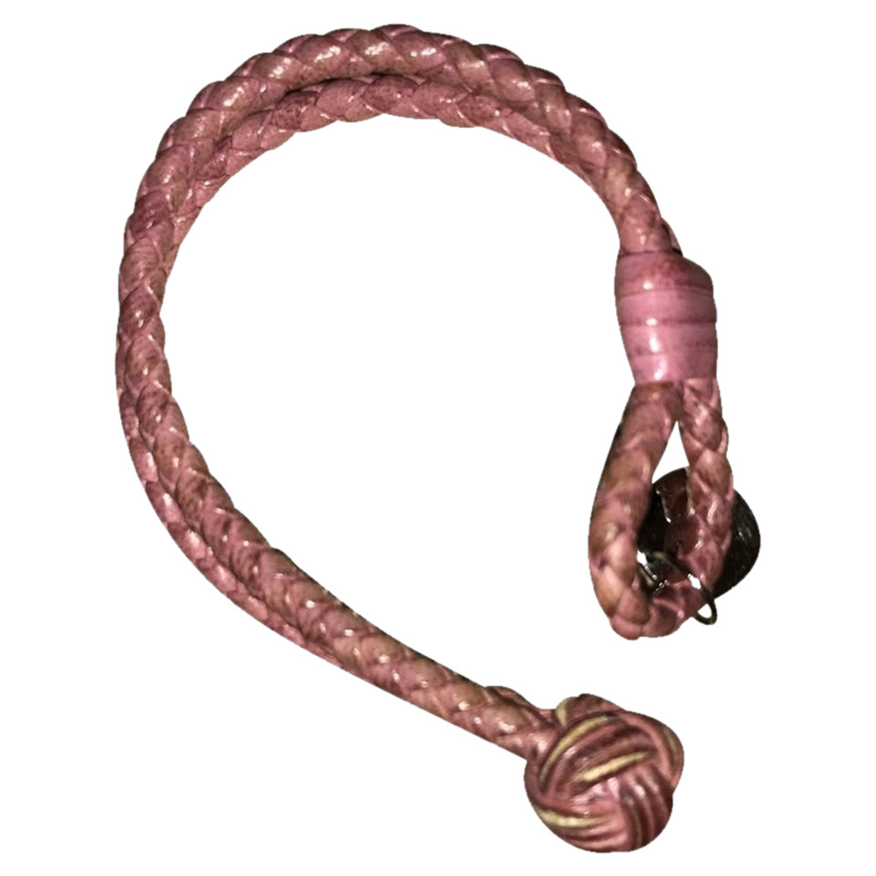 Bottega Veneta Knot Intrecciato Leather Bracelet Leather in Pink