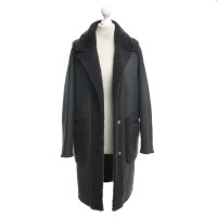 Sprung Frères Paris Reversible sheepskin coat in dark gray