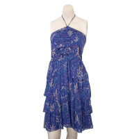 Cacharel Navy Blue Ruffled Silk Dress