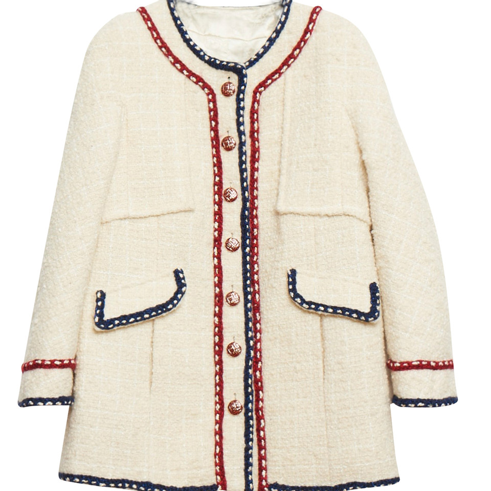 Chanel Jacke/Mantel aus Wolle in Beige
