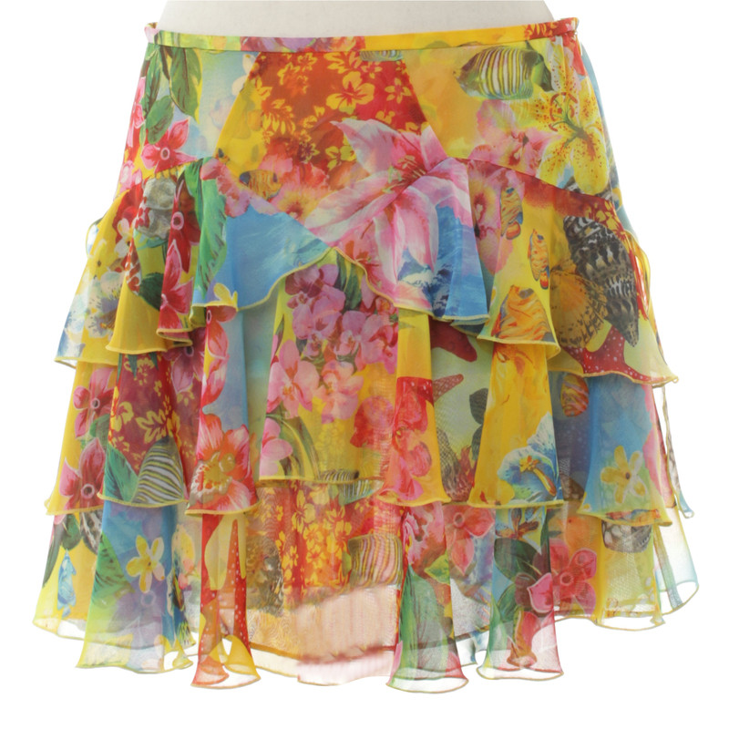 Escada kleurrijke bloemen print rok