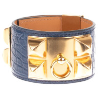 Hermès Collier de Chien Armband aus Leder in Blau