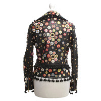 Moschino Leren jack met bloemen decor