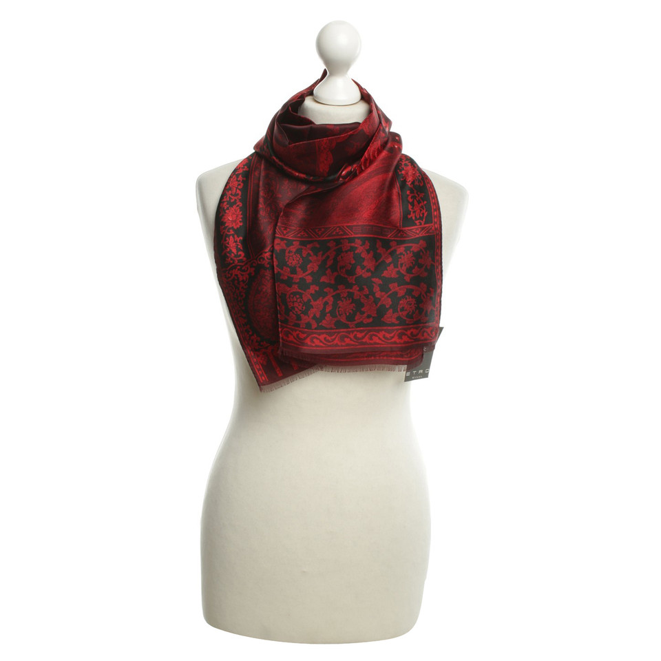 Etro Zijden sjaal in rood / zwart