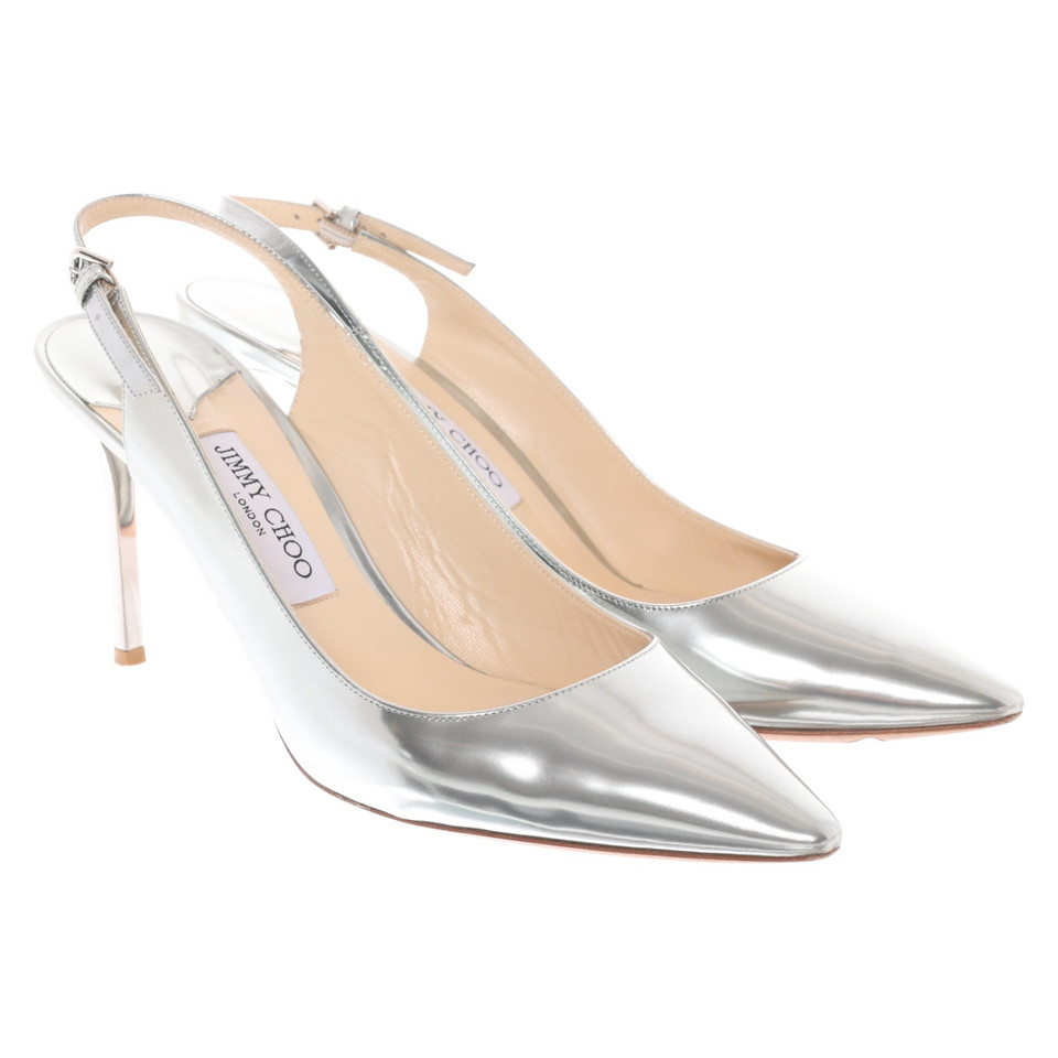 Jimmy Choo Pumps/Peeptoes Lakleer in Zilverachtig