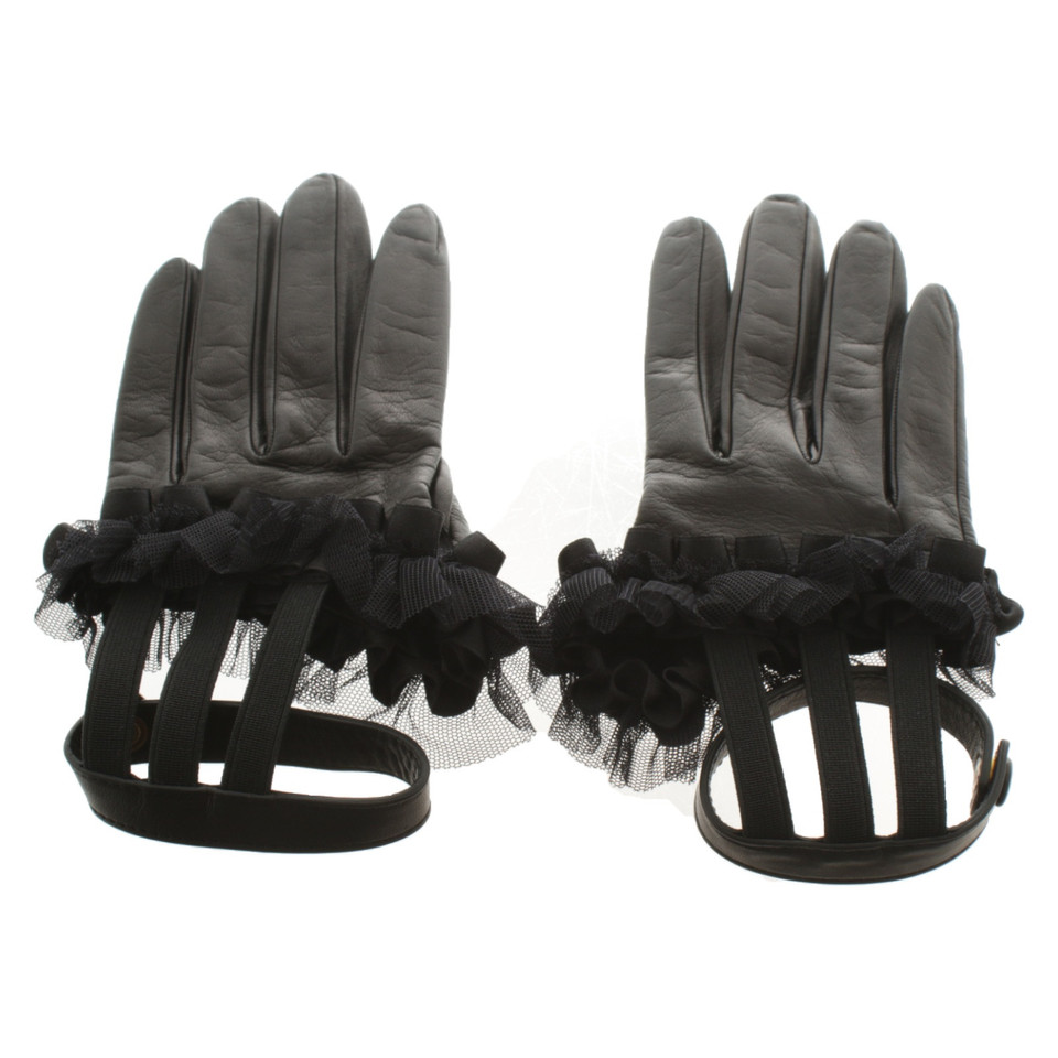 Gucci Gants en Cuir en Noir