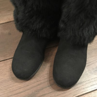 Jimmy Choo Fur Boots Black Lapin