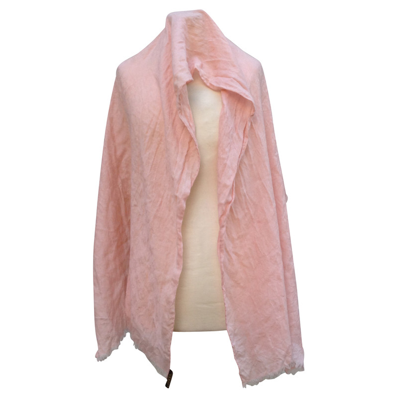 LOUIS VUITTON Wool Silk Logomania Shine Scarf Pink 486725
