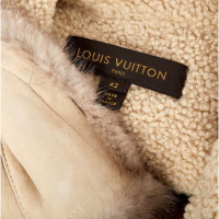 Louis Vuitton Manteau en cuir avec détails en fourrure de vison