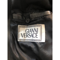 Versace Veste en cuir noir