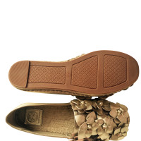 Tory Burch Gold leather blossom espadrille flats
