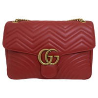 Gucci GG Marmont Flap Bag Normal Leer in Rood