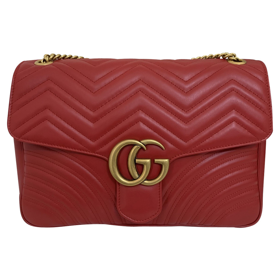 Gucci GG Marmont Flap Bag Normal en Cuir en Rouge