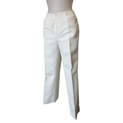 Les Copains Paio di Pantaloni in Lino in Bianco