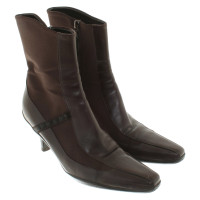 Prada Leather boots with textile insert