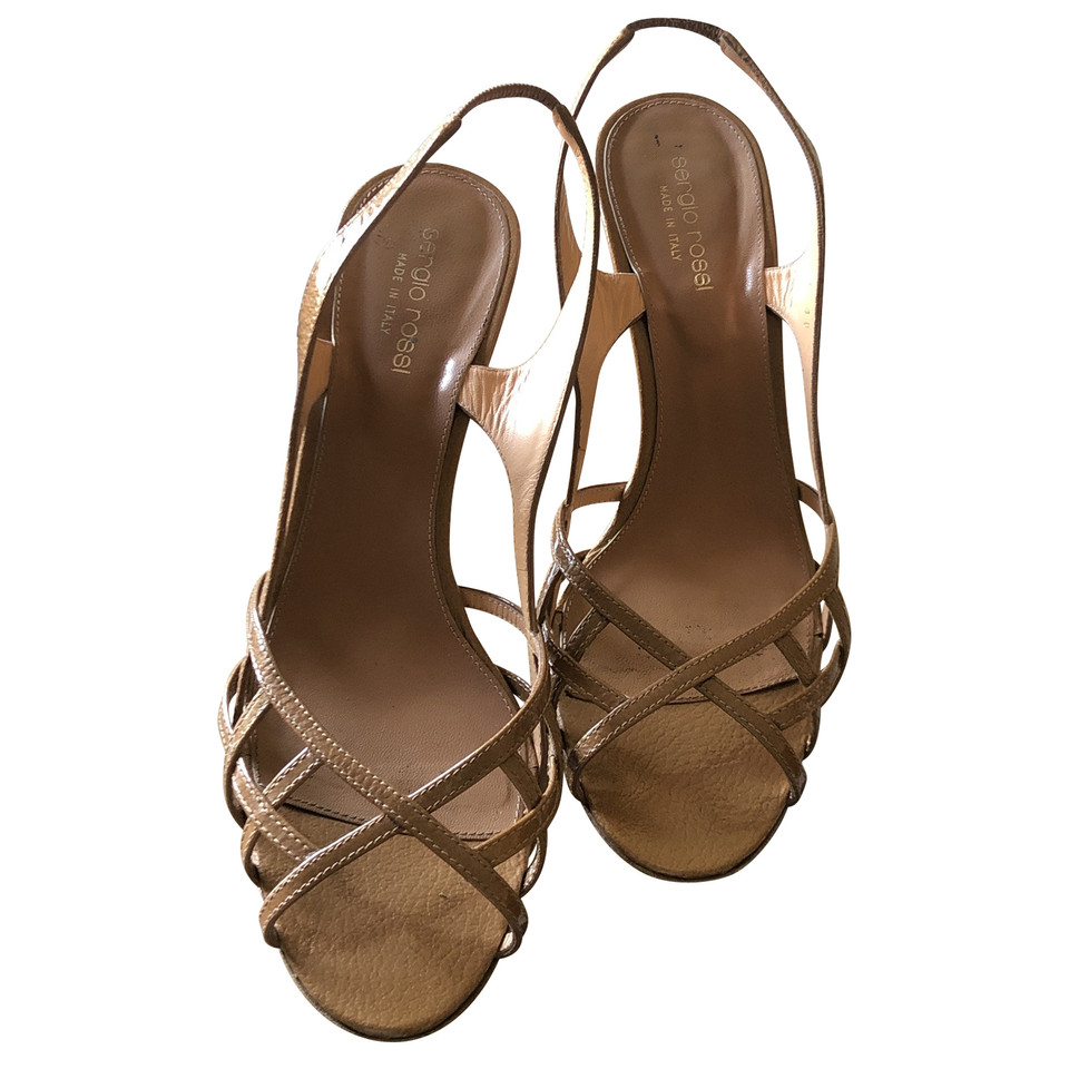 Sergio Rossi Sandals Patent leather in Beige