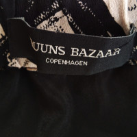 Bruuns Bazaar Zijden midi rok met zwart-wit patroon