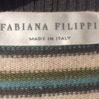 Fabiana Filippi Cardigan a righe grigio verde beige