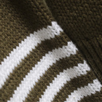 360 Sweater Cardigan verde oliva / bianco