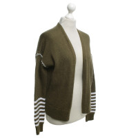 360 Sweater Cardigan vert olive / blanc