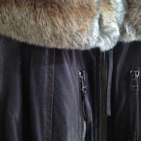 Marc Cain Leather jacket with fur trim