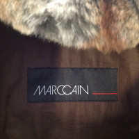 Marc Cain Lederen jas met bontkraag