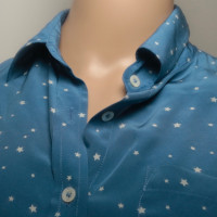 Mi H Blauwe zijde blouse