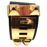Hermès Collier de Chien Armband aus Leder in Schwarz