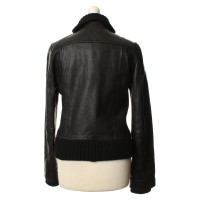 Dkny Leather jacket with wool details