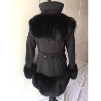 Burberry Manteau avec garniture de fourrure