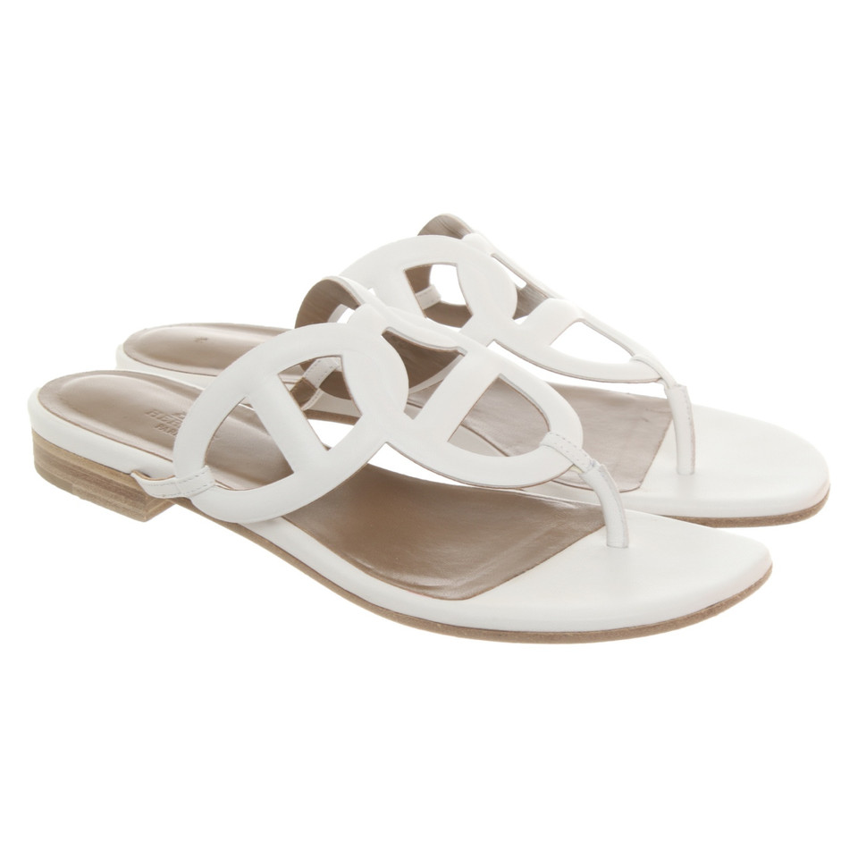 Hermès Sandals Leather in White