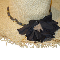 Lanvin Chapeau de paille avec fleur de tissu