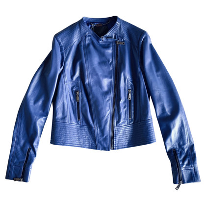 John Richmond Jacke/Mantel aus Leder in Blau