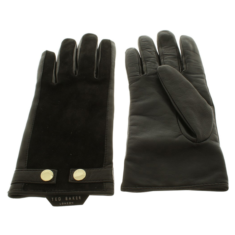 Ted Baker Leren handschoenen in zwart