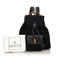 Gucci Bamboo Backpack in Pelle scamosciata in Nero