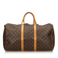 Louis Vuitton Keepall 50 in Tela in Marrone